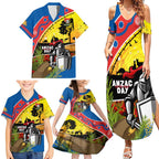 Knights Rugby ANZAC Day Family Matching Summer Maxi Dress and Hawaiian Shirt Novocastrians Mascot Rosemary Starry Night