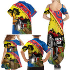 Knights Rugby ANZAC Day Family Matching Summer Maxi Dress and Hawaiian Shirt Novocastrians Mascot Rosemary Starry Night