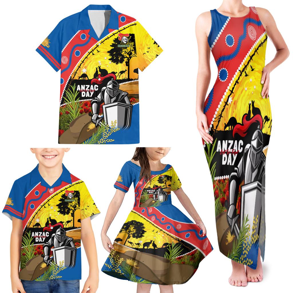 Knights Rugby ANZAC Day Family Matching Tank Maxi Dress and Hawaiian Shirt Novocastrians Mascot Rosemary Starry Night