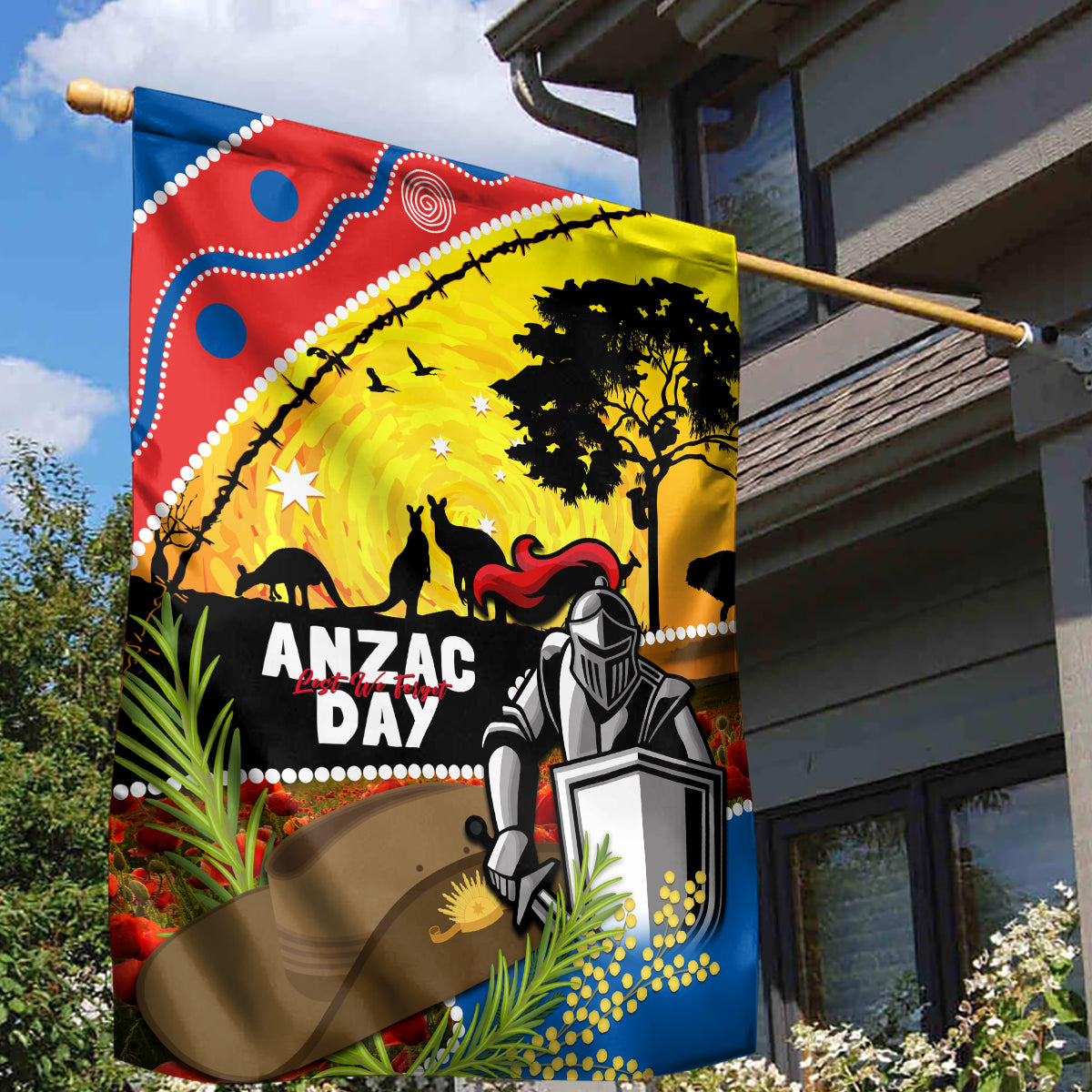 Knights Rugby ANZAC Day Garden Flag Novocastrians Mascot Rosemary Starry Night