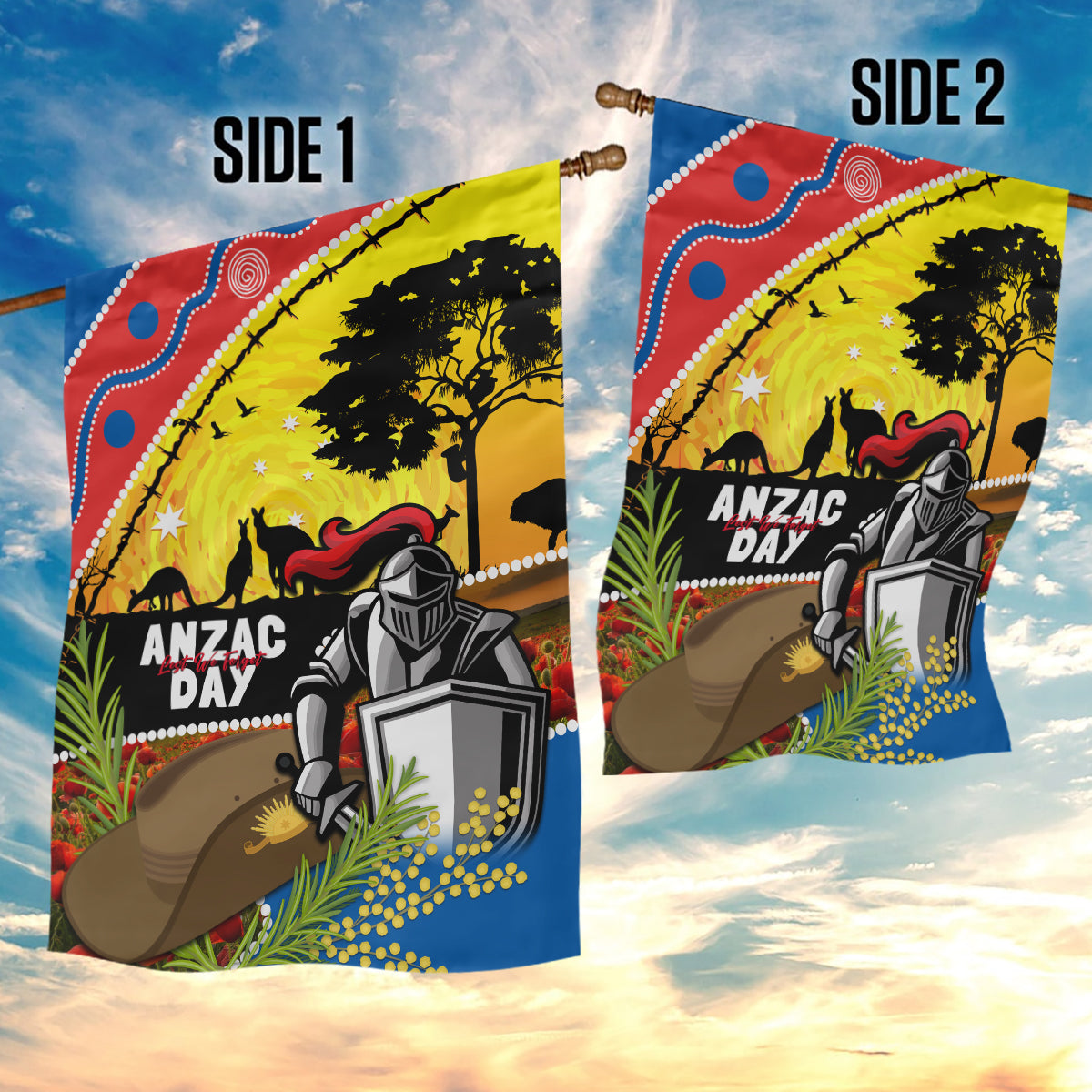 Knights Rugby ANZAC Day Garden Flag Novocastrians Mascot Rosemary Starry Night