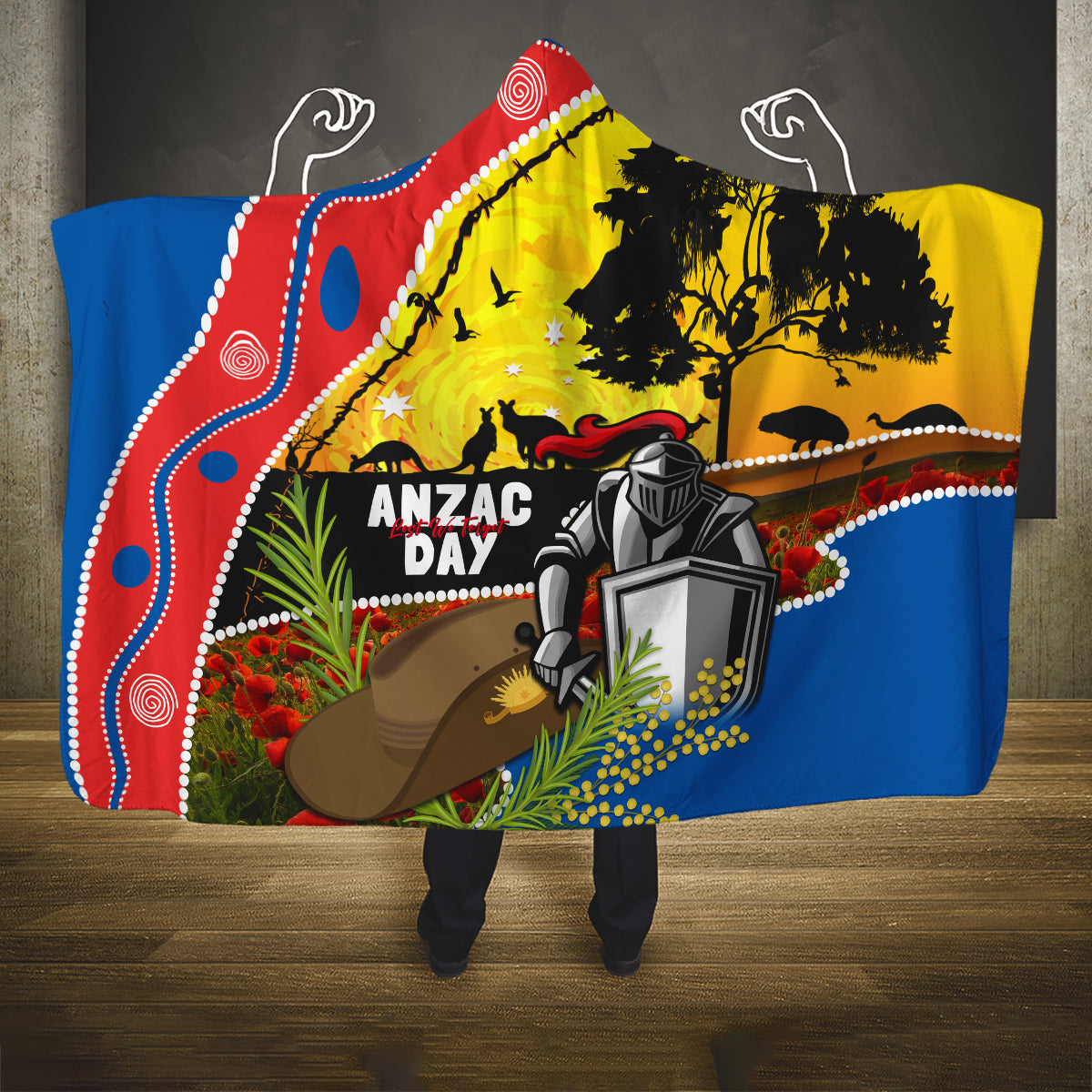 Knights Rugby ANZAC Day Hooded Blanket Novocastrians Mascot Rosemary Starry Night