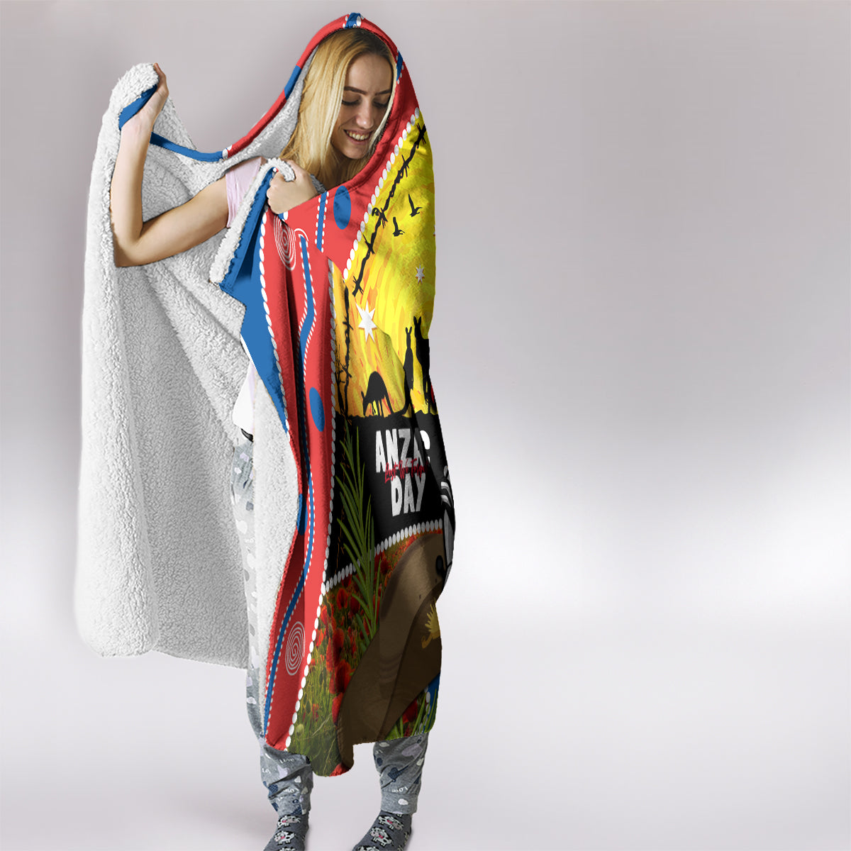 Knights Rugby ANZAC Day Hooded Blanket Novocastrians Mascot Rosemary Starry Night