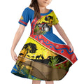 Knights Rugby ANZAC Day Kid Short Sleeve Dress Novocastrians Mascot Rosemary Starry Night
