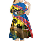 Knights Rugby ANZAC Day Kid Short Sleeve Dress Novocastrians Mascot Rosemary Starry Night