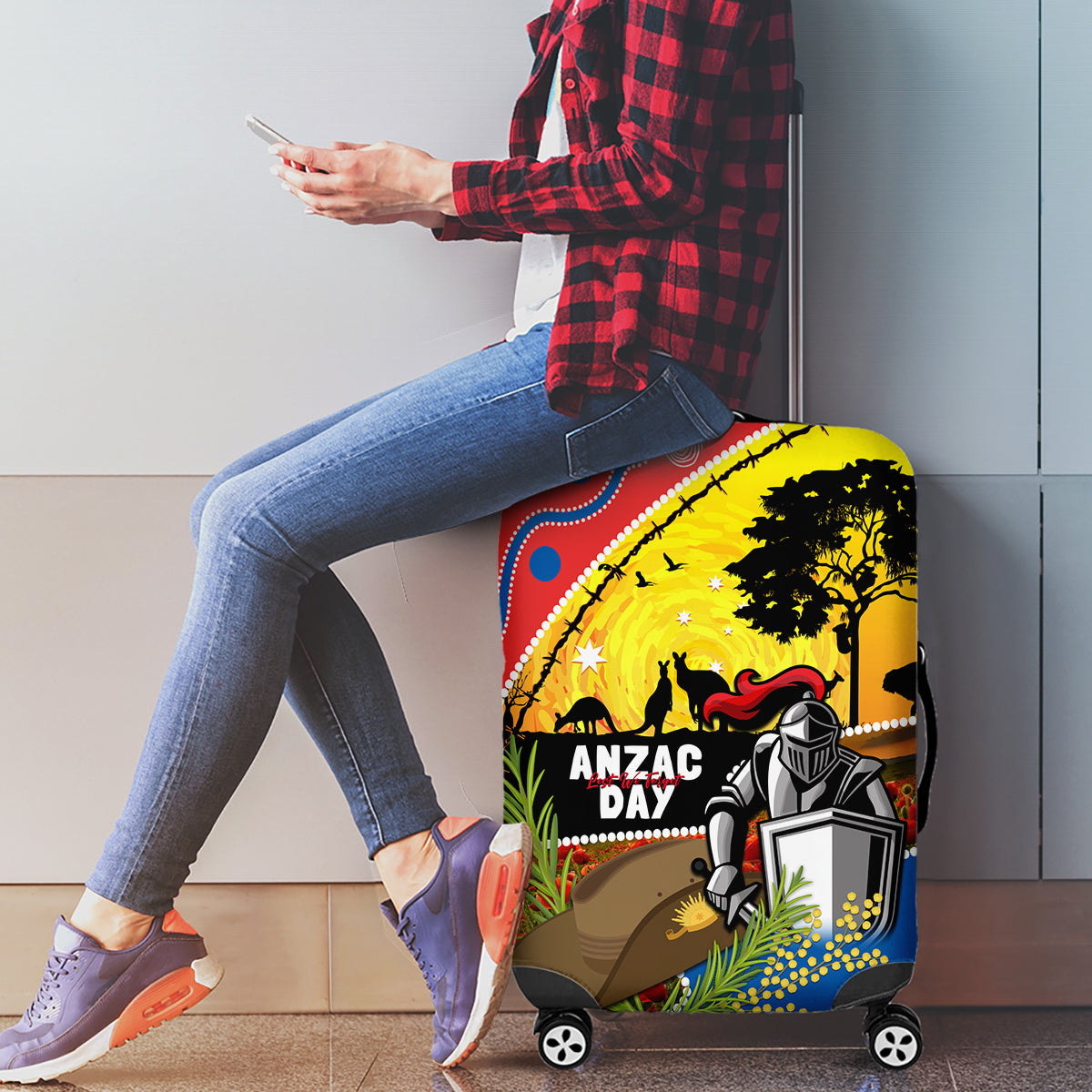 Knights Rugby ANZAC Day Luggage Cover Novocastrians Mascot Rosemary Starry Night