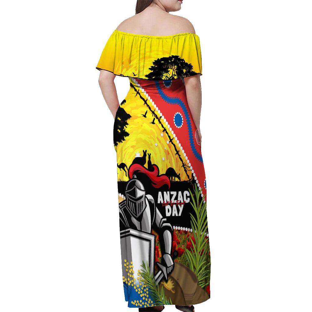 Knights Rugby ANZAC Day Off Shoulder Maxi Dress Novocastrians Mascot Rosemary Starry Night