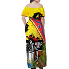 Knights Rugby ANZAC Day Off Shoulder Maxi Dress Novocastrians Mascot Rosemary Starry Night