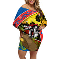 Knights Rugby ANZAC Day Off Shoulder Short Dress Novocastrians Mascot Rosemary Starry Night