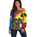 Knights Rugby ANZAC Day Off Shoulder Sweater Novocastrians Mascot Rosemary Starry Night