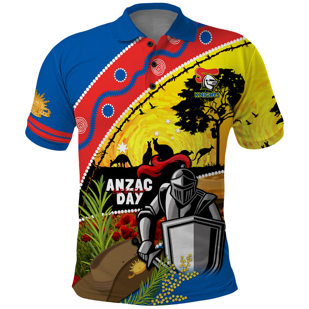 Knights Rugby ANZAC Day Polo Shirt Novocastrians Mascot Rosemary Starry Night