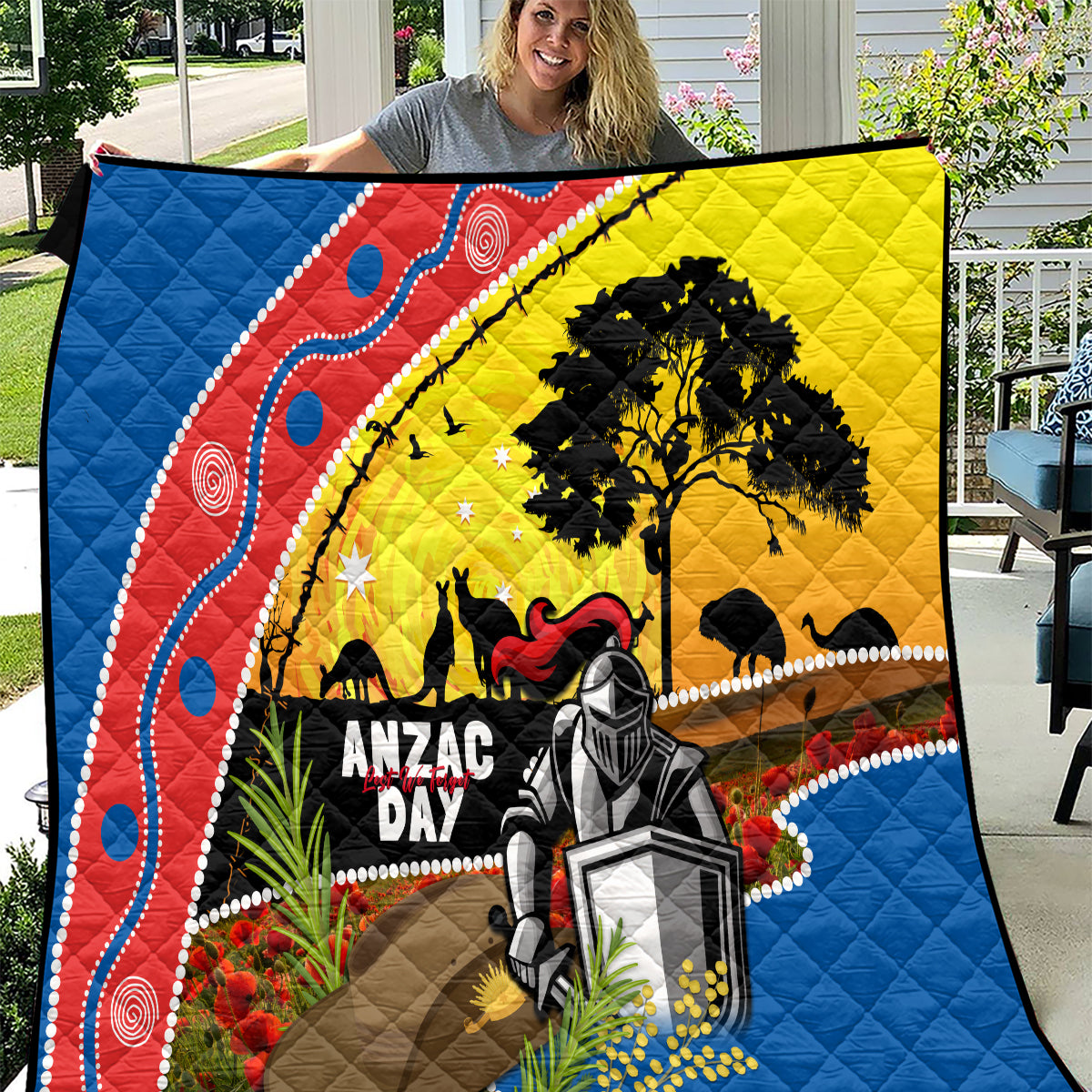 Knights Rugby ANZAC Day Quilt Novocastrians Mascot Rosemary Starry Night