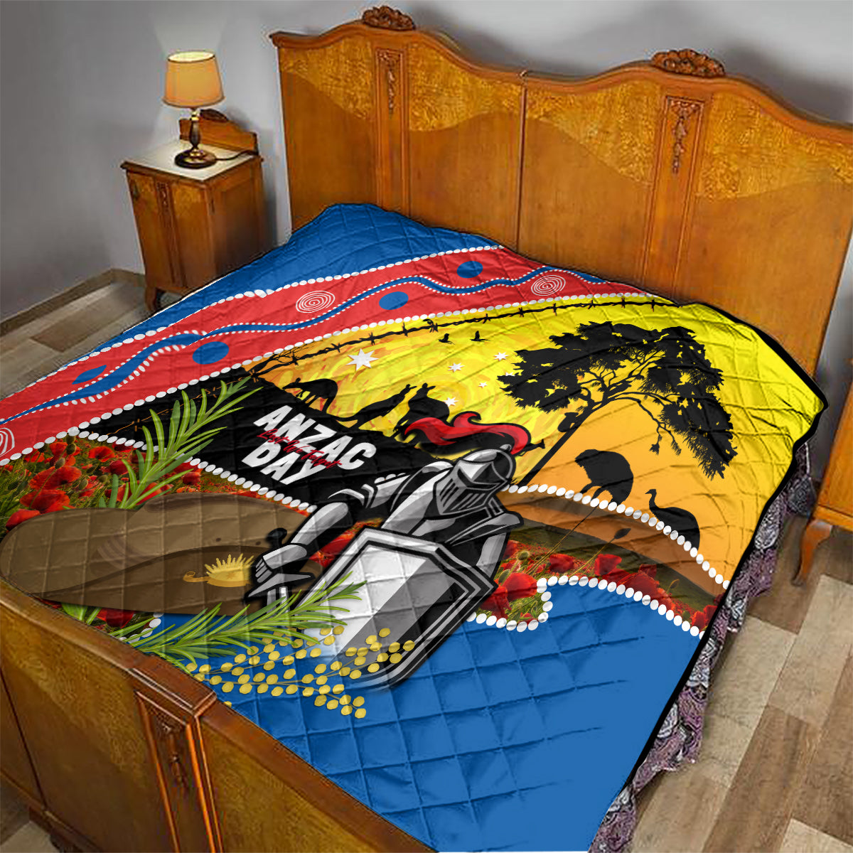 Knights Rugby ANZAC Day Quilt Novocastrians Mascot Rosemary Starry Night