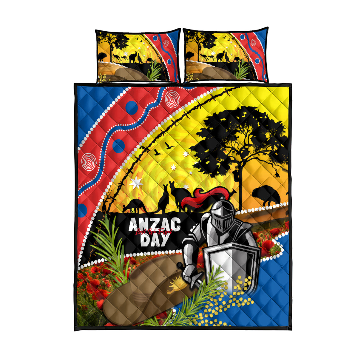 Knights Rugby ANZAC Day Quilt Bed Set Novocastrians Mascot Rosemary Starry Night