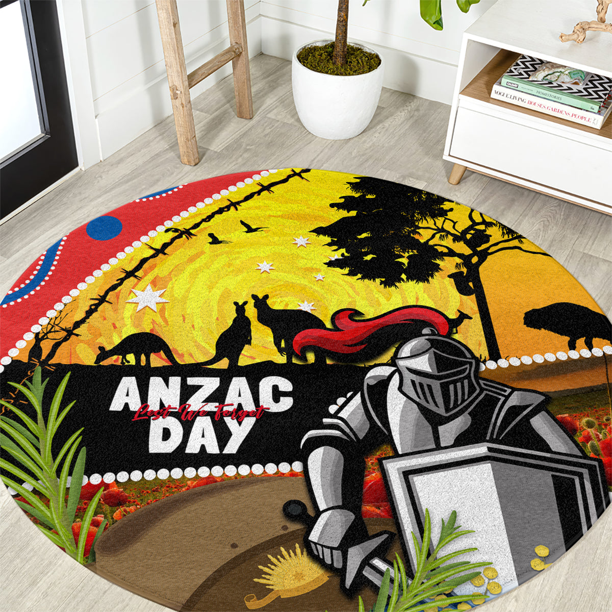 Knights Rugby ANZAC Day Round Carpet Novocastrians Mascot Rosemary Starry Night