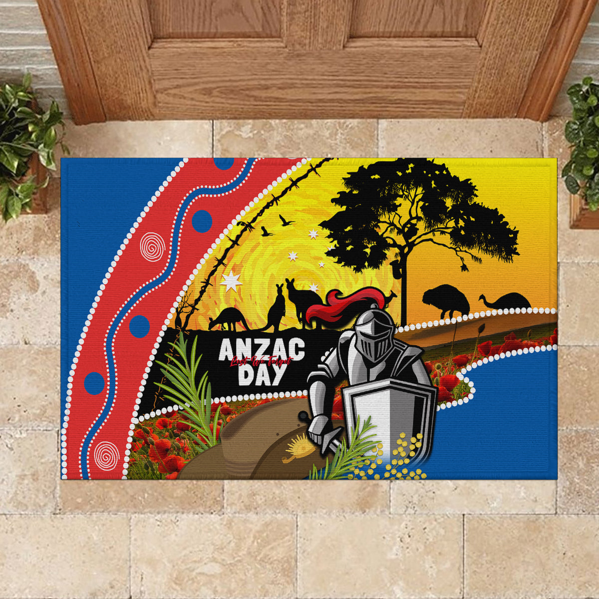 Knights Rugby ANZAC Day Rubber Doormat Novocastrians Mascot Rosemary Starry Night