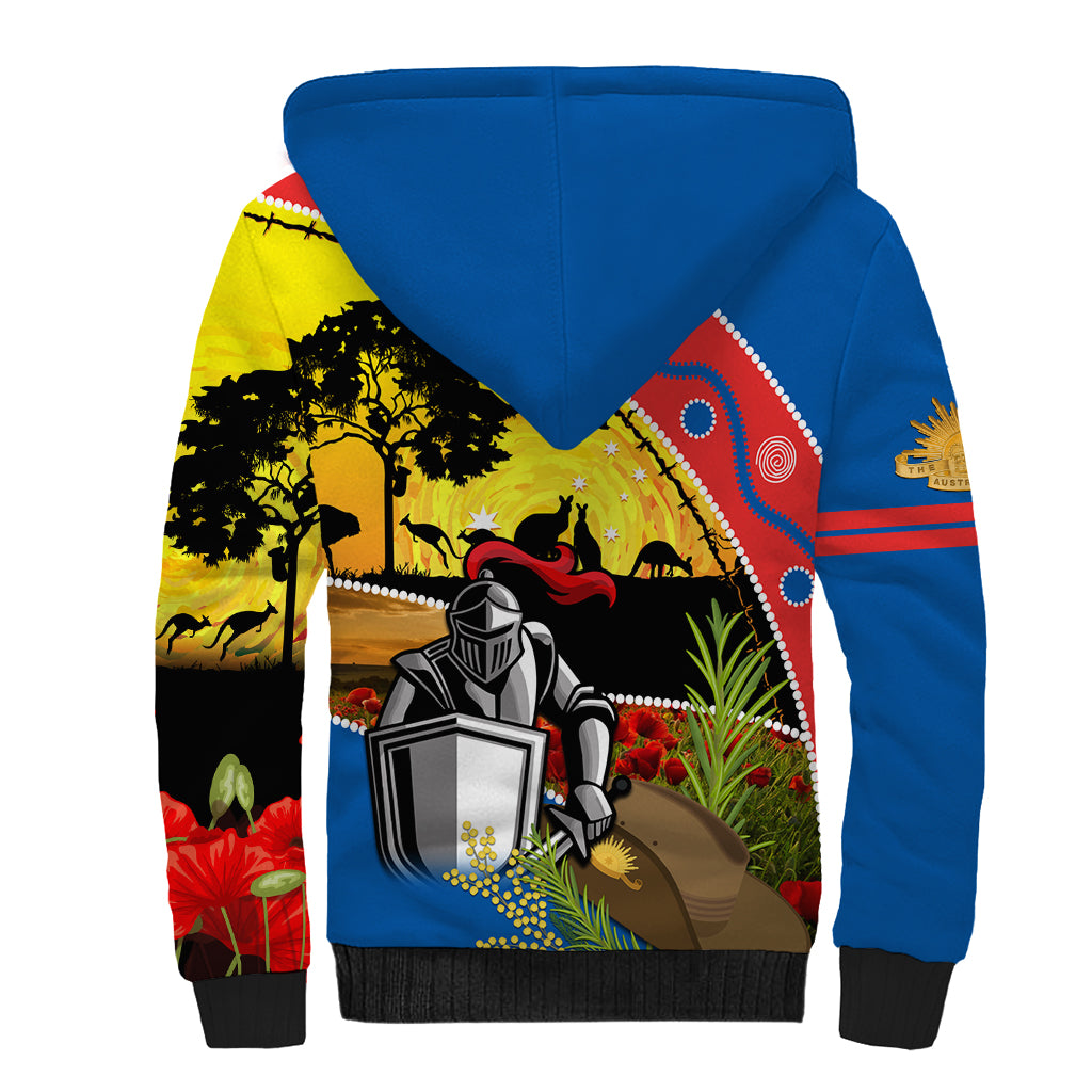 Knights Rugby ANZAC Day Sherpa Hoodie Novocastrians Mascot Rosemary Starry Night