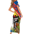Knights Rugby ANZAC Day Short Sleeve Bodycon Dress Novocastrians Mascot Rosemary Starry Night