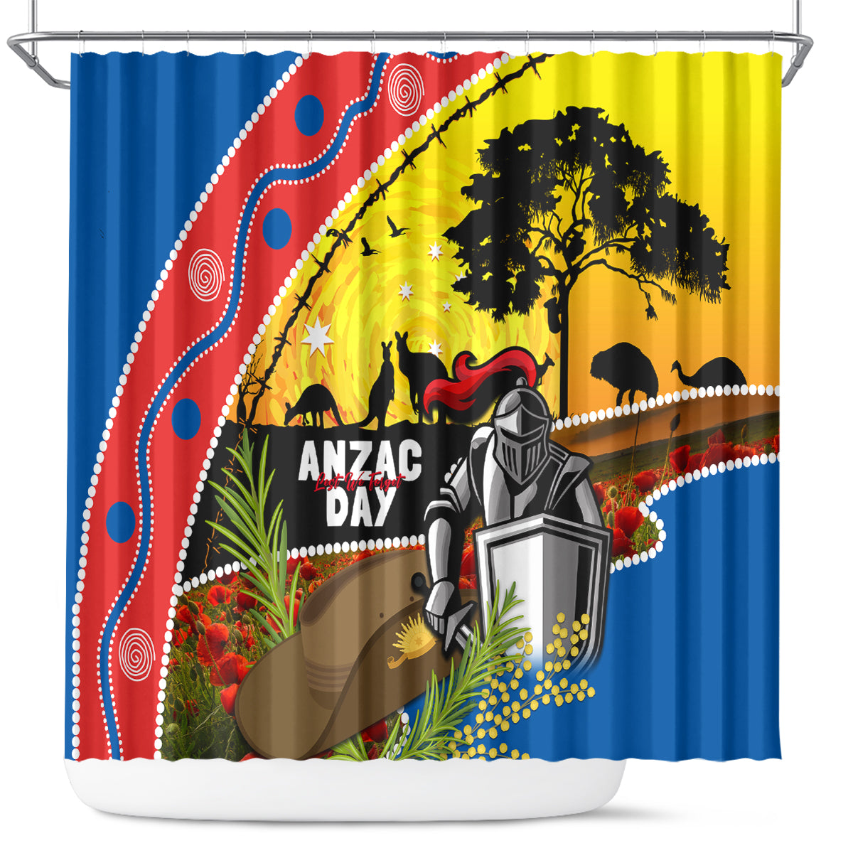 Knights Rugby ANZAC Day Shower Curtain Novocastrians Mascot Rosemary Starry Night