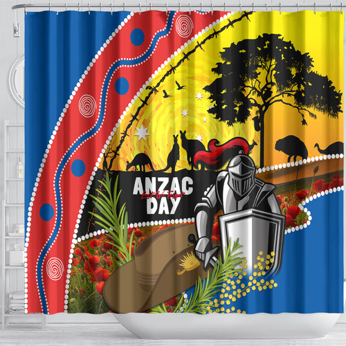 Knights Rugby ANZAC Day Shower Curtain Novocastrians Mascot Rosemary Starry Night