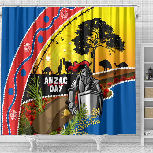 Knights Rugby ANZAC Day Shower Curtain Novocastrians Mascot Rosemary Starry Night