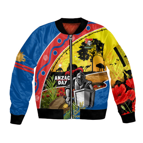 Knights Rugby ANZAC Day Sleeve Zip Bomber Jacket Novocastrians Mascot Rosemary Starry Night