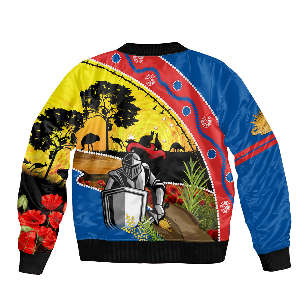Knights Rugby ANZAC Day Sleeve Zip Bomber Jacket Novocastrians Mascot Rosemary Starry Night