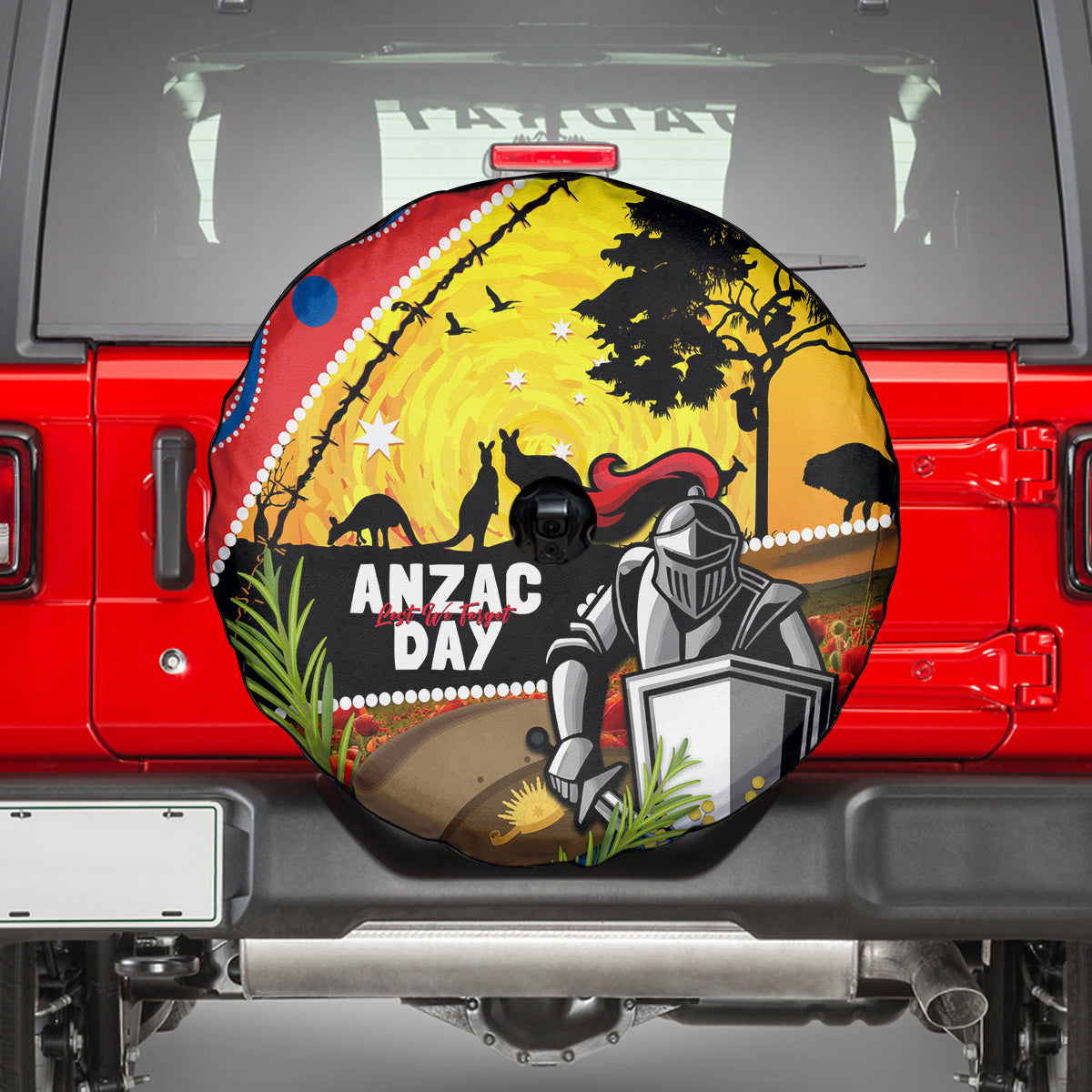 Knights Rugby ANZAC Day Spare Tire Cover Novocastrians Mascot Rosemary Starry Night
