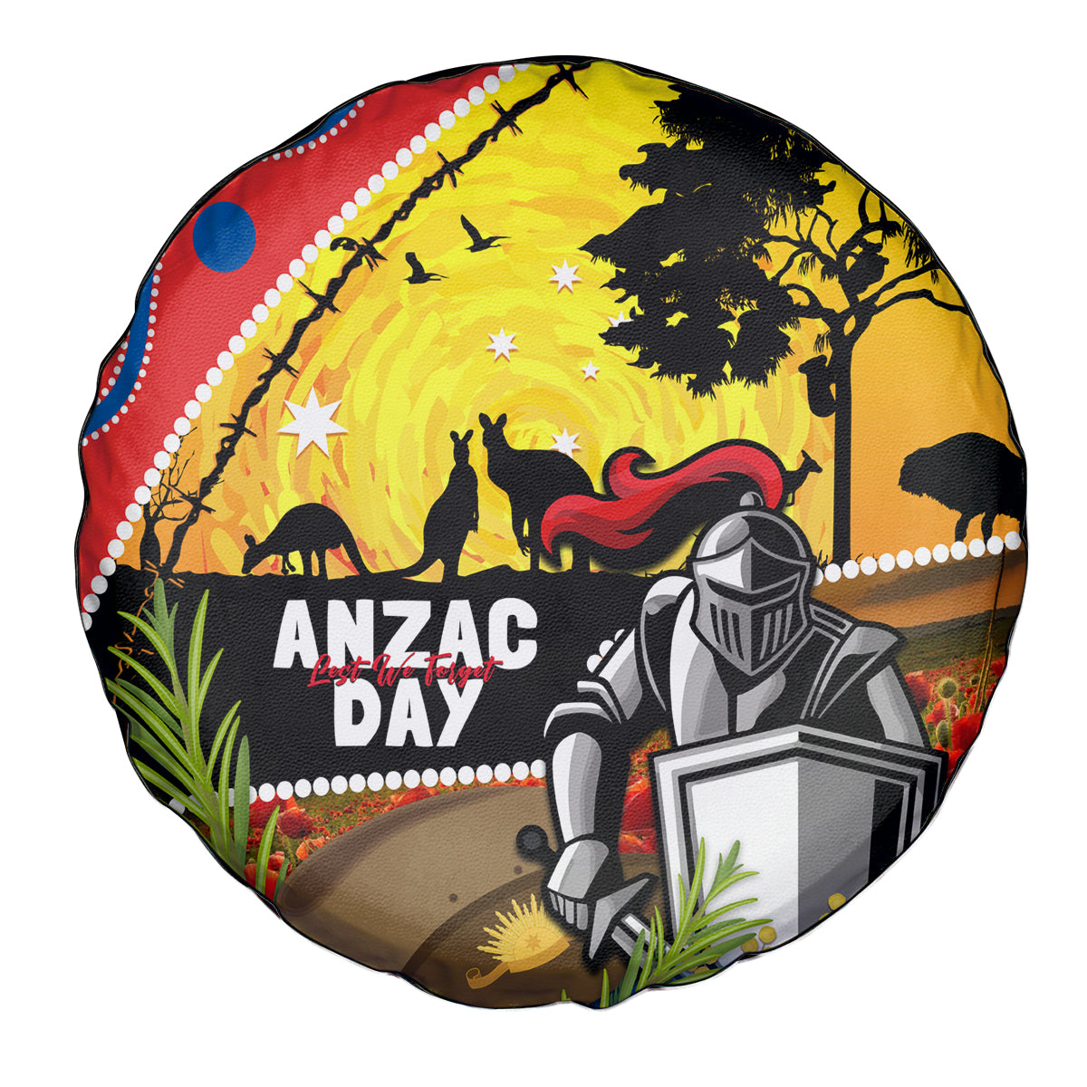 Knights Rugby ANZAC Day Spare Tire Cover Novocastrians Mascot Rosemary Starry Night