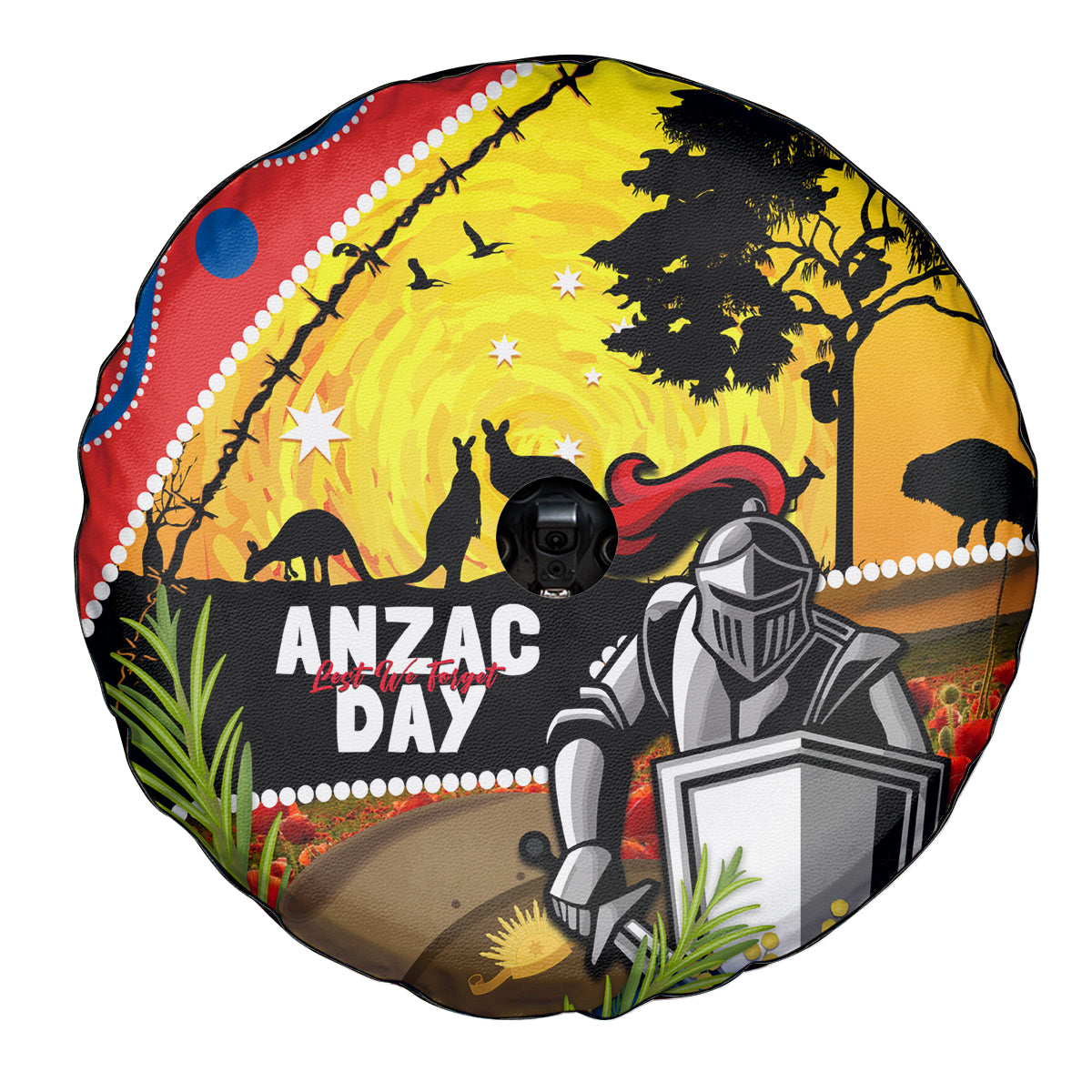 Knights Rugby ANZAC Day Spare Tire Cover Novocastrians Mascot Rosemary Starry Night
