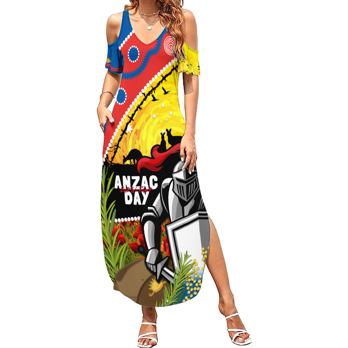 Knights Rugby ANZAC Day Summer Maxi Dress Novocastrians Mascot Rosemary Starry Night