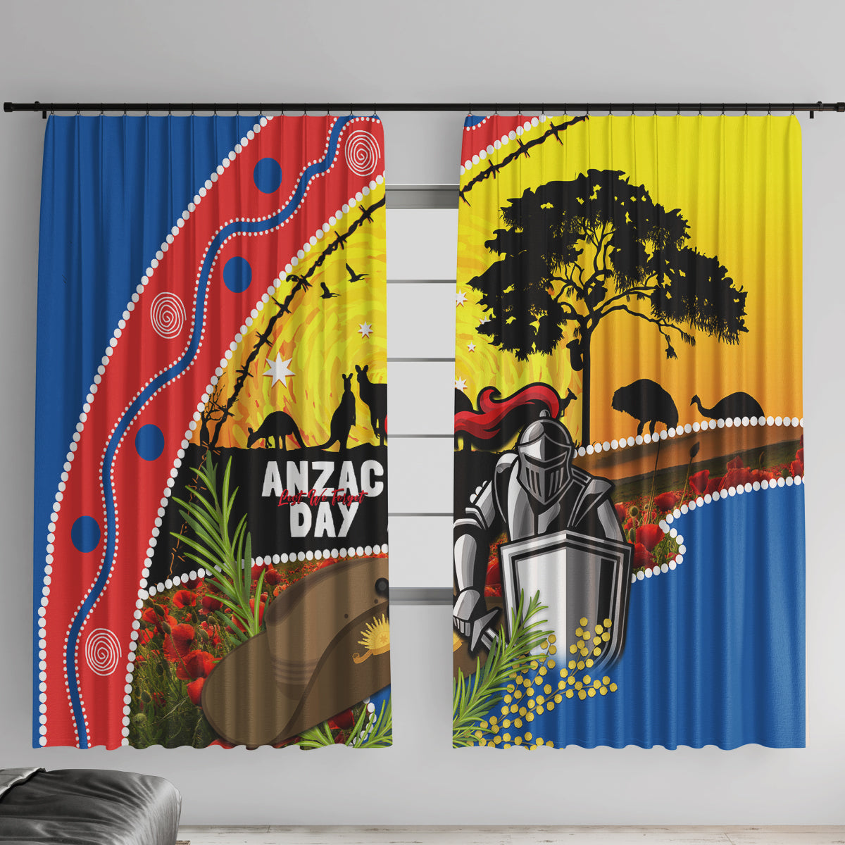 Knights Rugby ANZAC Day Window Curtain Novocastrians Mascot Rosemary Starry Night