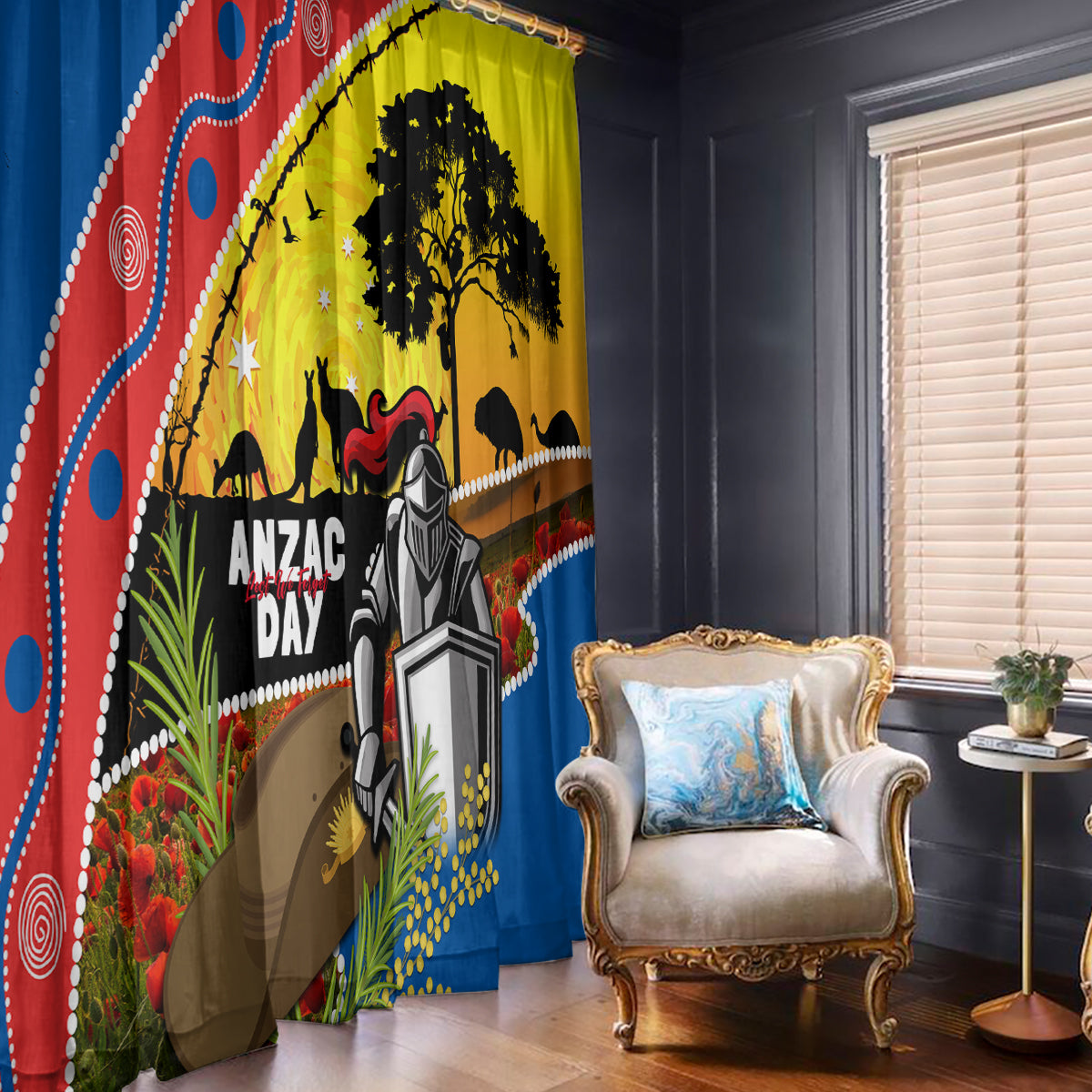 Knights Rugby ANZAC Day Window Curtain Novocastrians Mascot Rosemary Starry Night