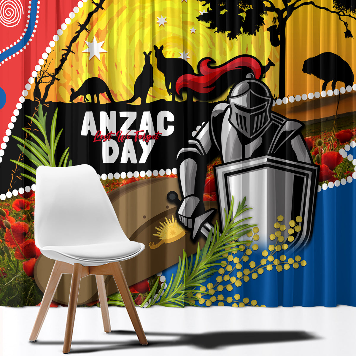 Knights Rugby ANZAC Day Window Curtain Novocastrians Mascot Rosemary Starry Night