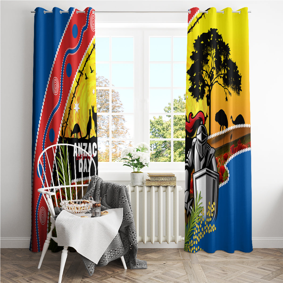 Knights Rugby ANZAC Day Window Curtain Novocastrians Mascot Rosemary Starry Night