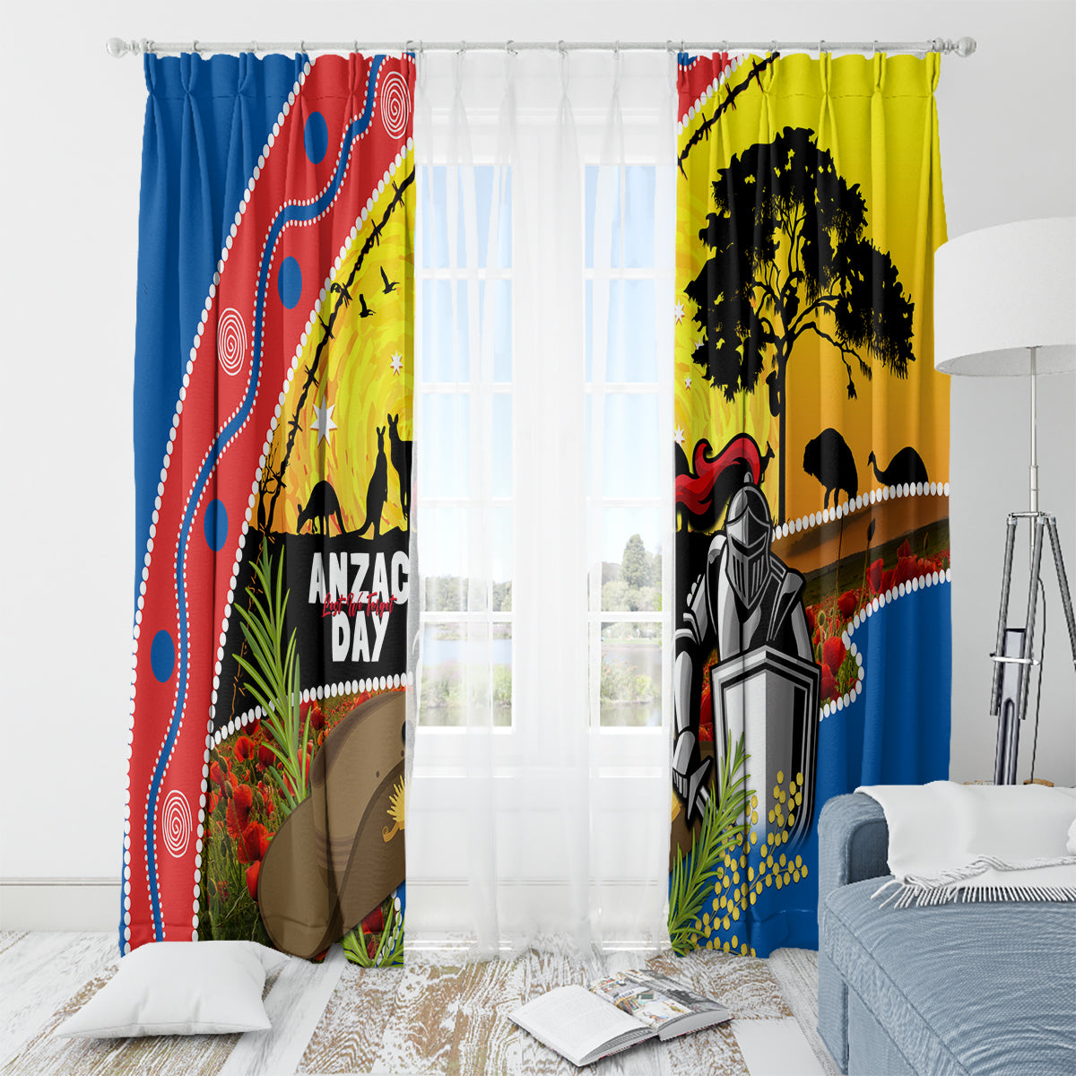Knights Rugby ANZAC Day Window Curtain Novocastrians Mascot Rosemary Starry Night