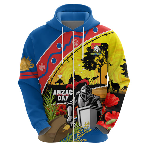 Knights Rugby ANZAC Day Zip Hoodie Novocastrians Mascot Rosemary Starry Night