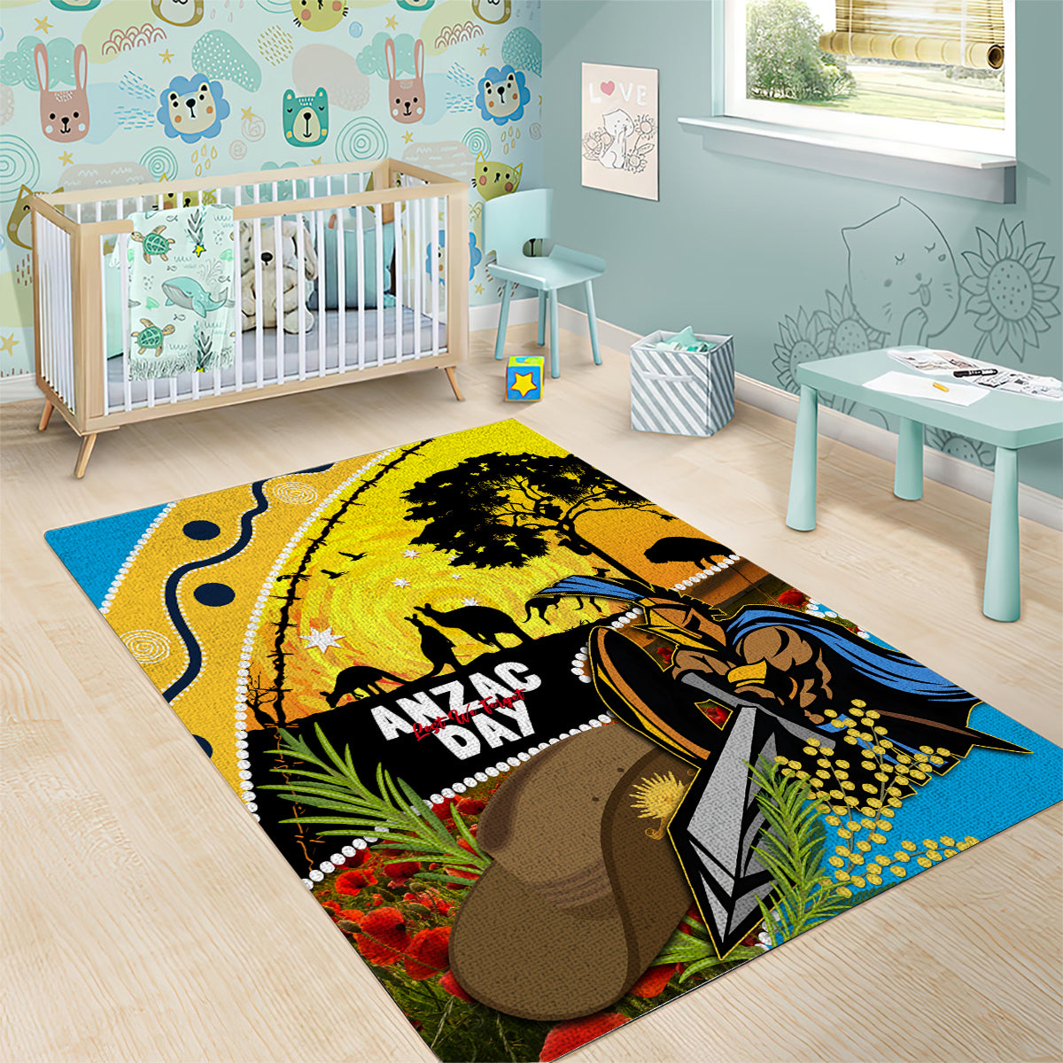 Titans Rugby ANZAC Day Area Rug GLD Mascot Rosemary Starry Night
