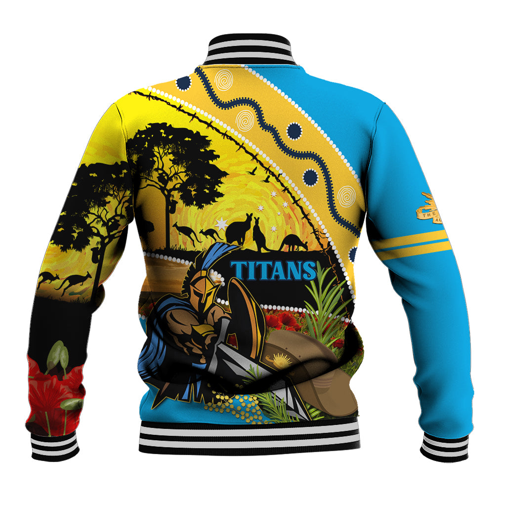Titans Rugby ANZAC Day Baseball Jacket GLD Mascot Rosemary Starry Night