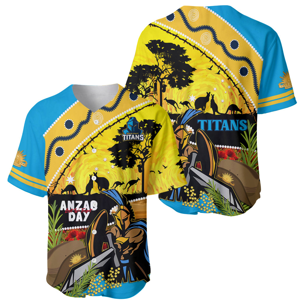 Titans Rugby ANZAC Day Baseball Jersey GLD Mascot Rosemary Starry Night