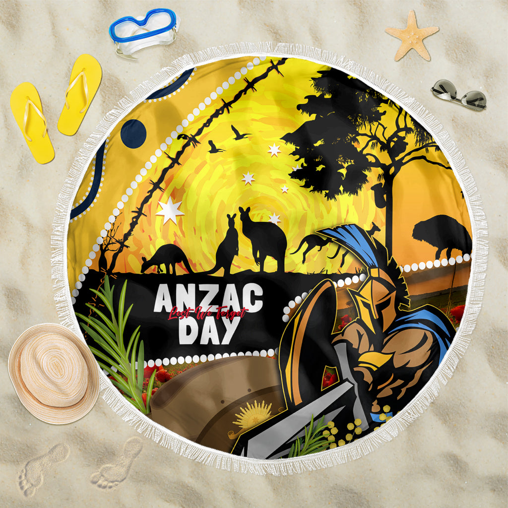 Titans Rugby ANZAC Day Beach Blanket GLD Mascot Rosemary Starry Night