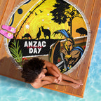 Titans Rugby ANZAC Day Beach Blanket GLD Mascot Rosemary Starry Night