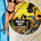 Titans Rugby ANZAC Day Beach Blanket GLD Mascot Rosemary Starry Night