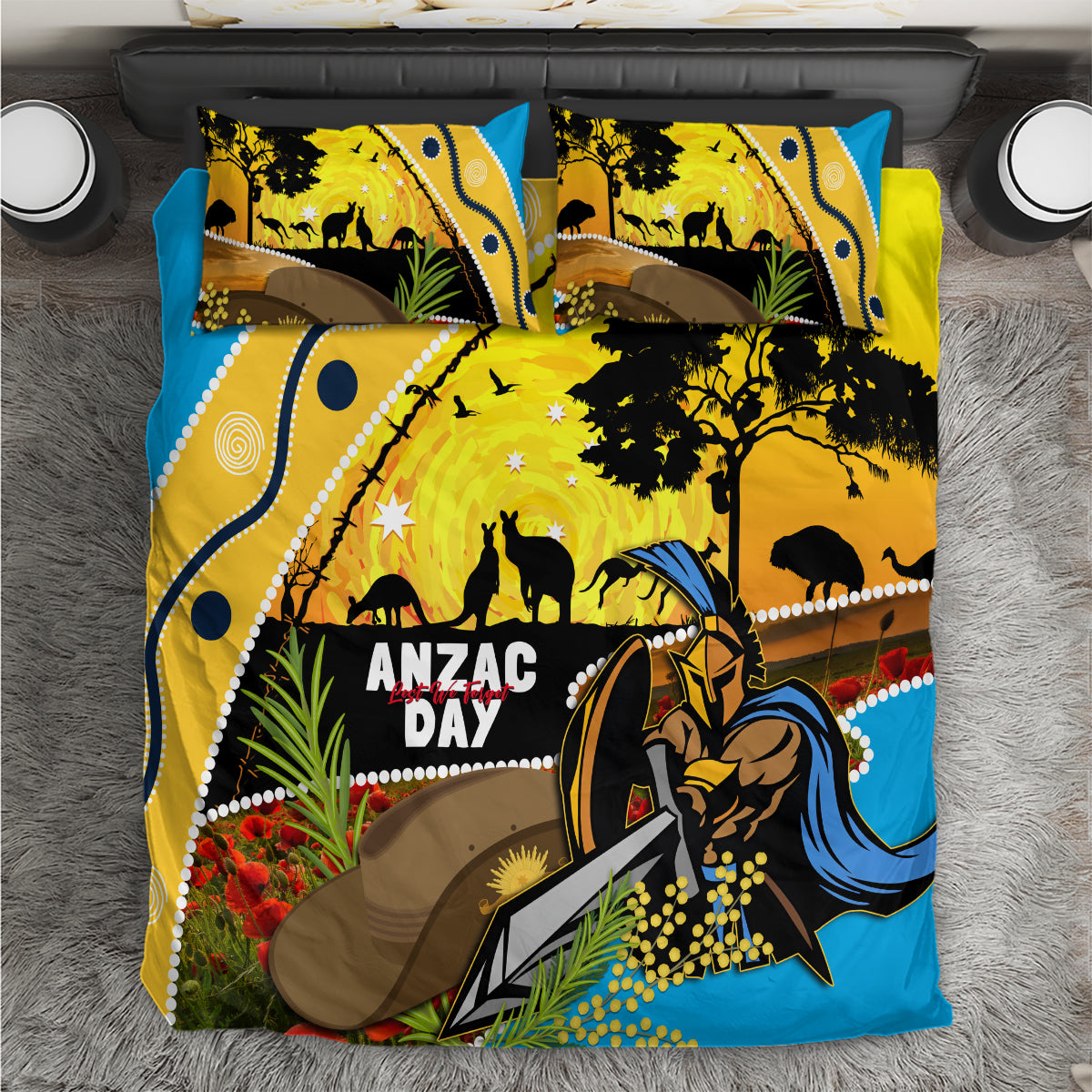 Titans Rugby ANZAC Day Bedding Set GLD Mascot Rosemary Starry Night