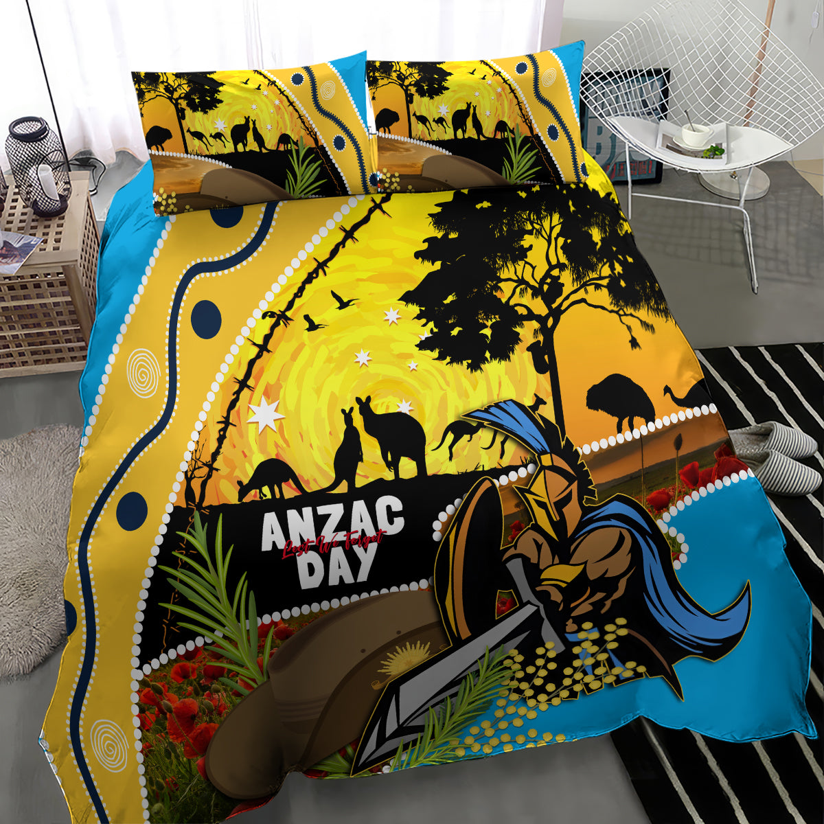 Titans Rugby ANZAC Day Bedding Set GLD Mascot Rosemary Starry Night