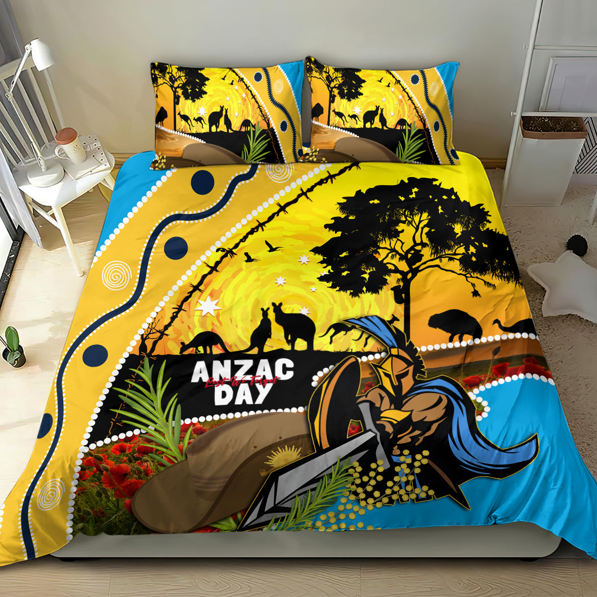 Titans Rugby ANZAC Day Bedding Set GLD Mascot Rosemary Starry Night