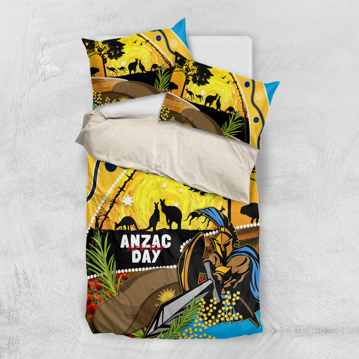 Titans Rugby ANZAC Day Bedding Set GLD Mascot Rosemary Starry Night