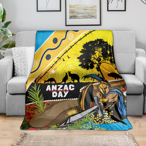 Titans Rugby ANZAC Day Blanket GLD Mascot Rosemary Starry Night