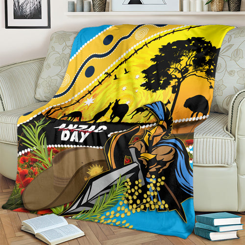 Titans Rugby ANZAC Day Blanket GLD Mascot Rosemary Starry Night