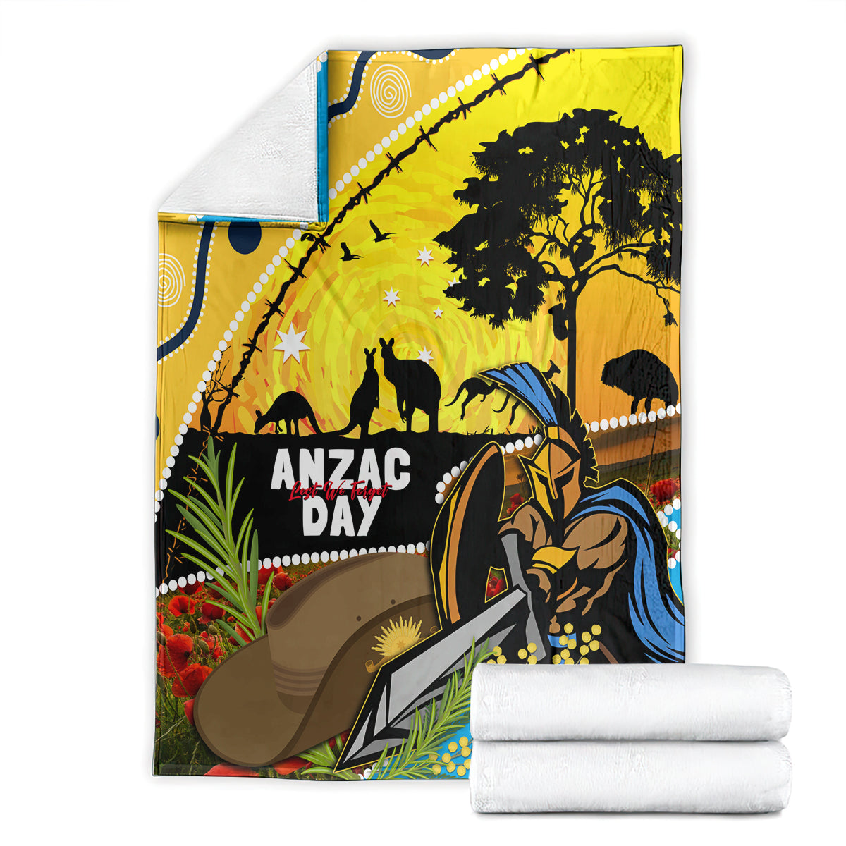 Titans Rugby ANZAC Day Blanket GLD Mascot Rosemary Starry Night